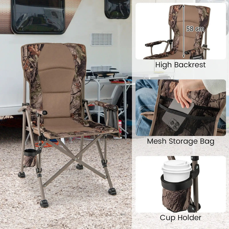Portable Camping Chair with 400 LBS Metal Frame and Anti-Slip Feet by DirectDeals