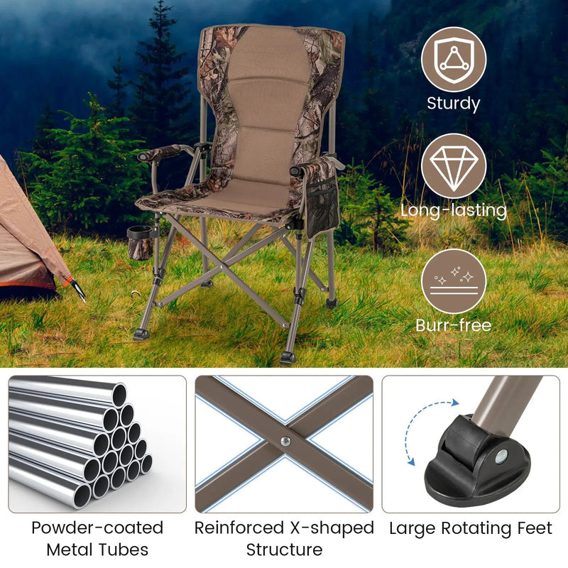 Portable Camping Chair with 400 LBS Metal Frame and Anti-Slip Feet by DirectDeals
