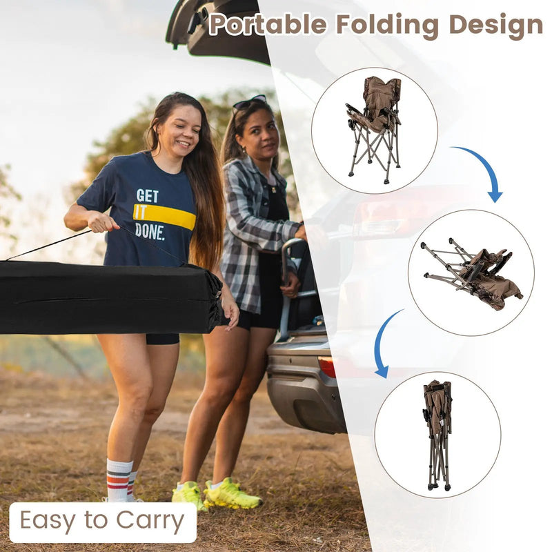 Portable Camping Chair with 400 LBS Metal Frame and Anti-Slip Feet by DirectDeals