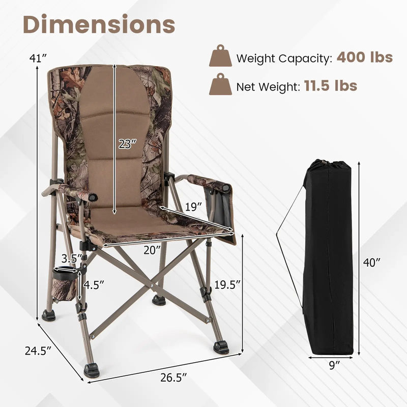 Portable Camping Chair with 400 LBS Metal Frame and Anti-Slip Feet by DirectDeals