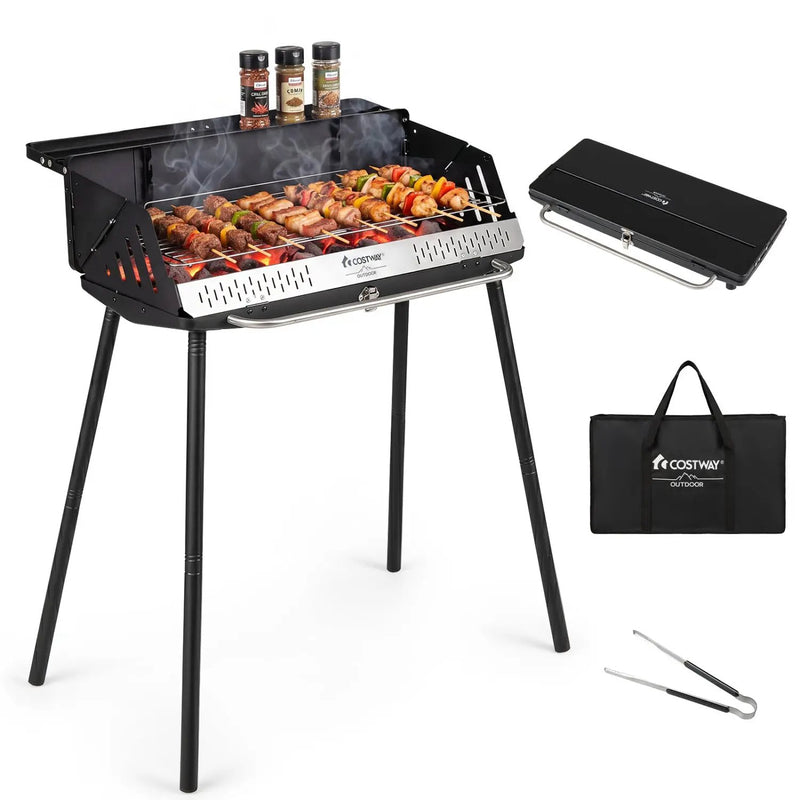 Portable Charcoal Grill with Adjustable Legs & Carrying Bag by DirectDeals