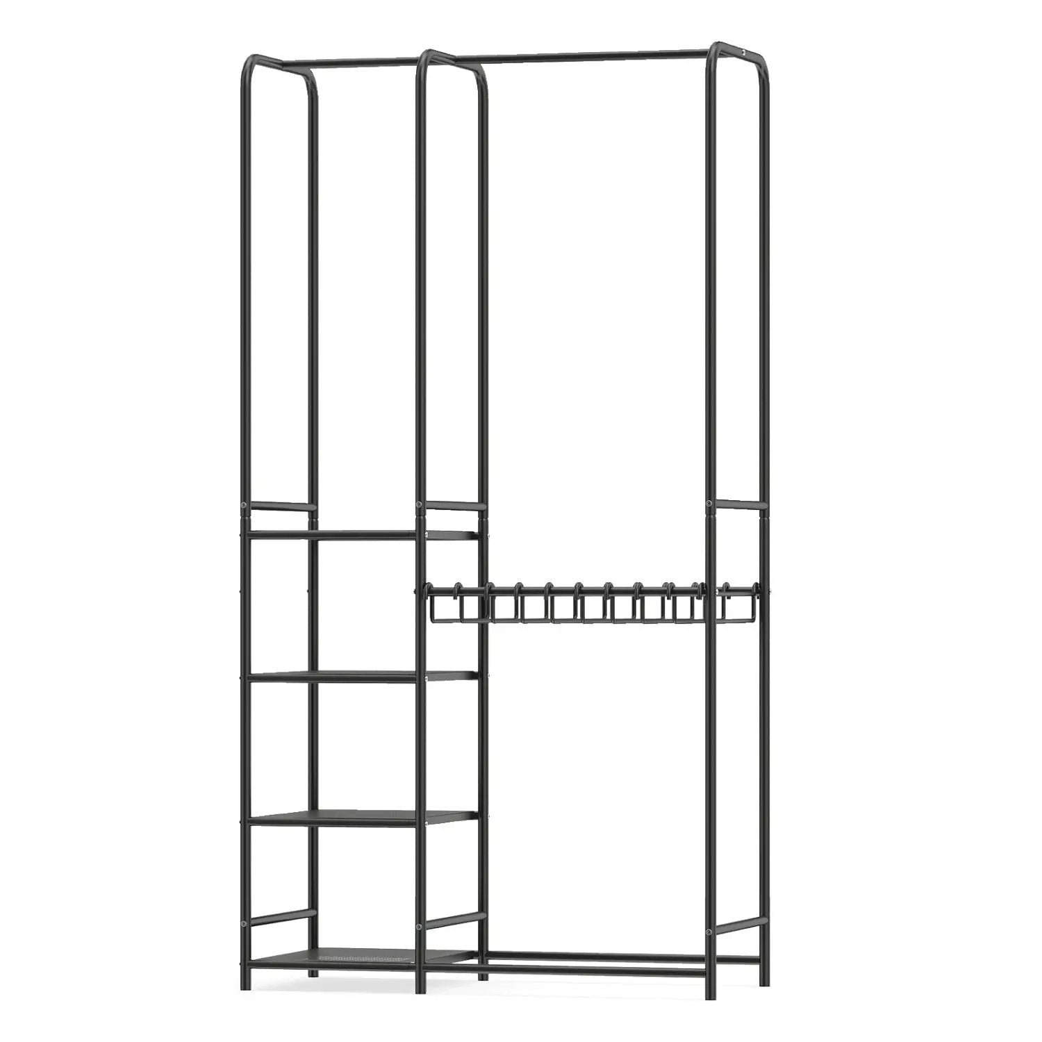Portable Closet with Pants Hangers and 2 Hanging Rods and 4 Storage Shelves by DirectDeals
