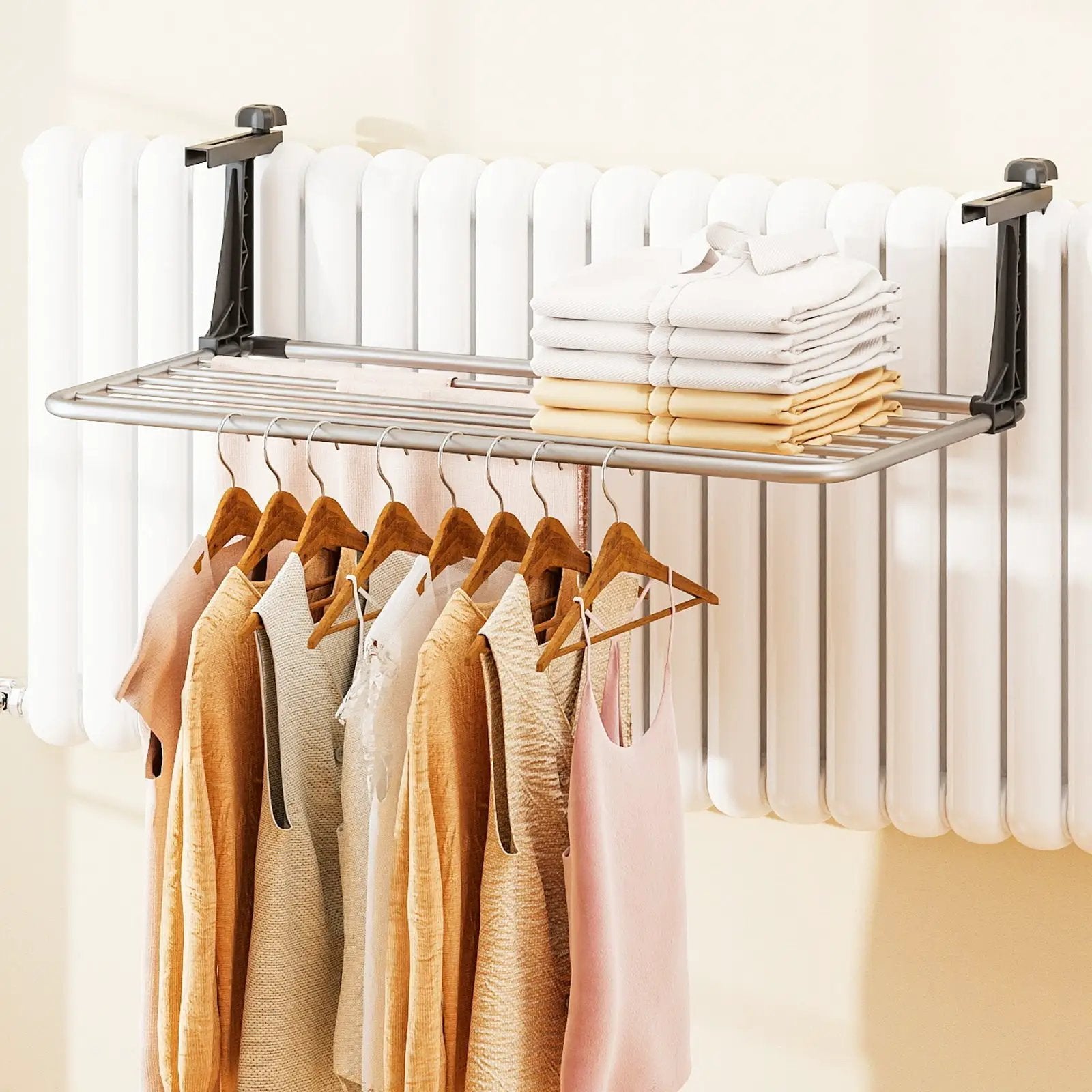 Portable Clothes Drying Rack Aluminum Towel Rack with Adjustable and Foldable Brackets by DirectDeals