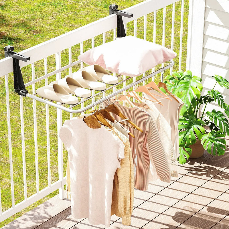 Portable Clothes Drying Rack Aluminum Towel Rack with Adjustable and Foldable Brackets by DirectDeals