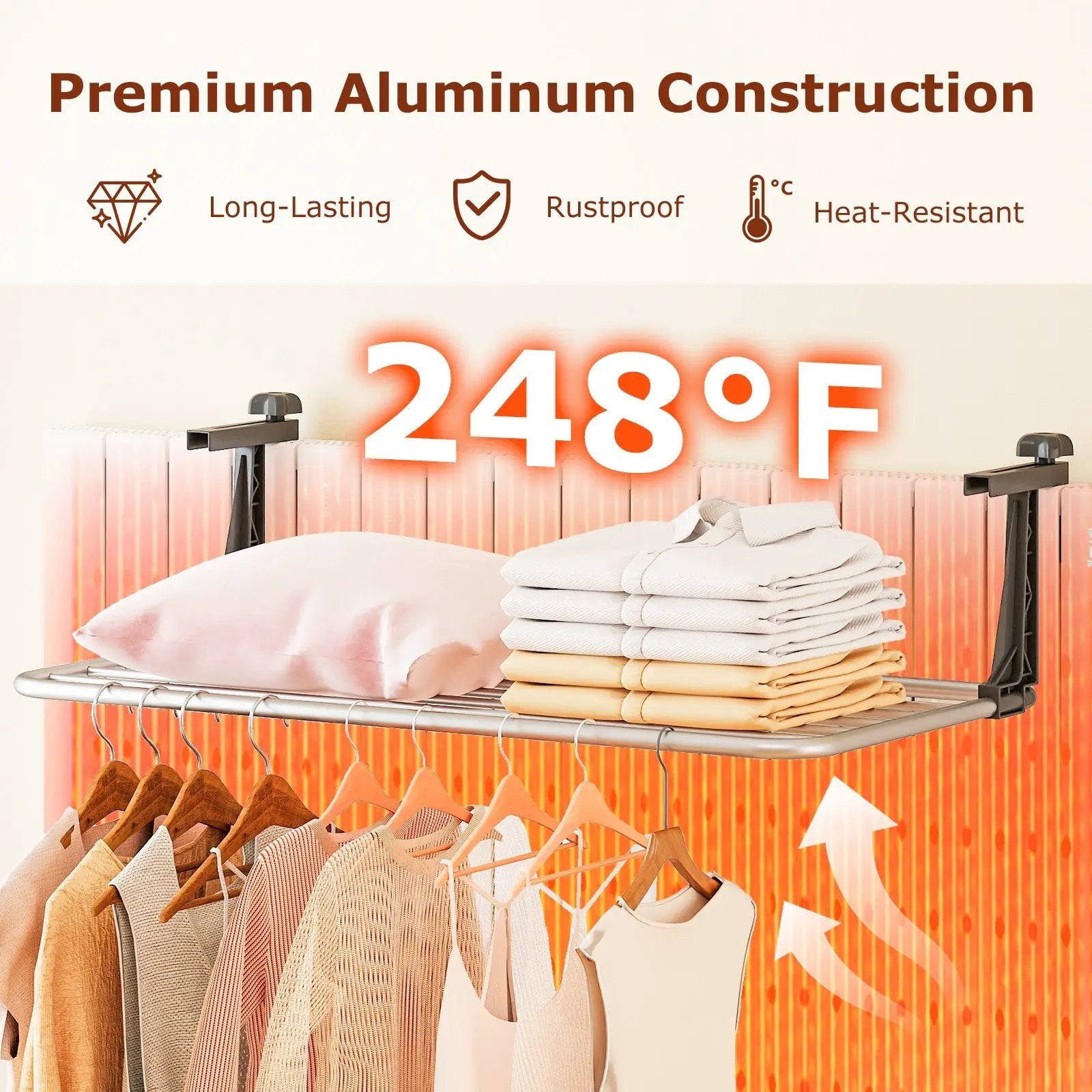 Portable Clothes Drying Rack Aluminum Towel Rack with Adjustable and Foldable Brackets by DirectDeals
