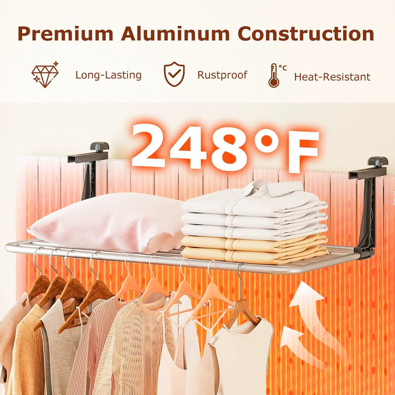 Portable Clothes Drying Rack Aluminum Towel Rack with Adjustable and Foldable Brackets by DirectDeals