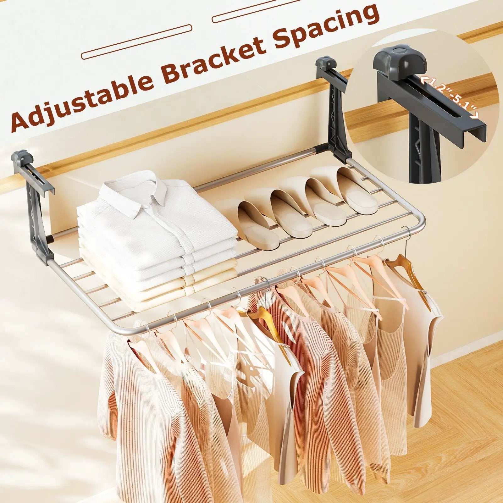 Portable Clothes Drying Rack Aluminum Towel Rack with Adjustable and Foldable Brackets by DirectDeals