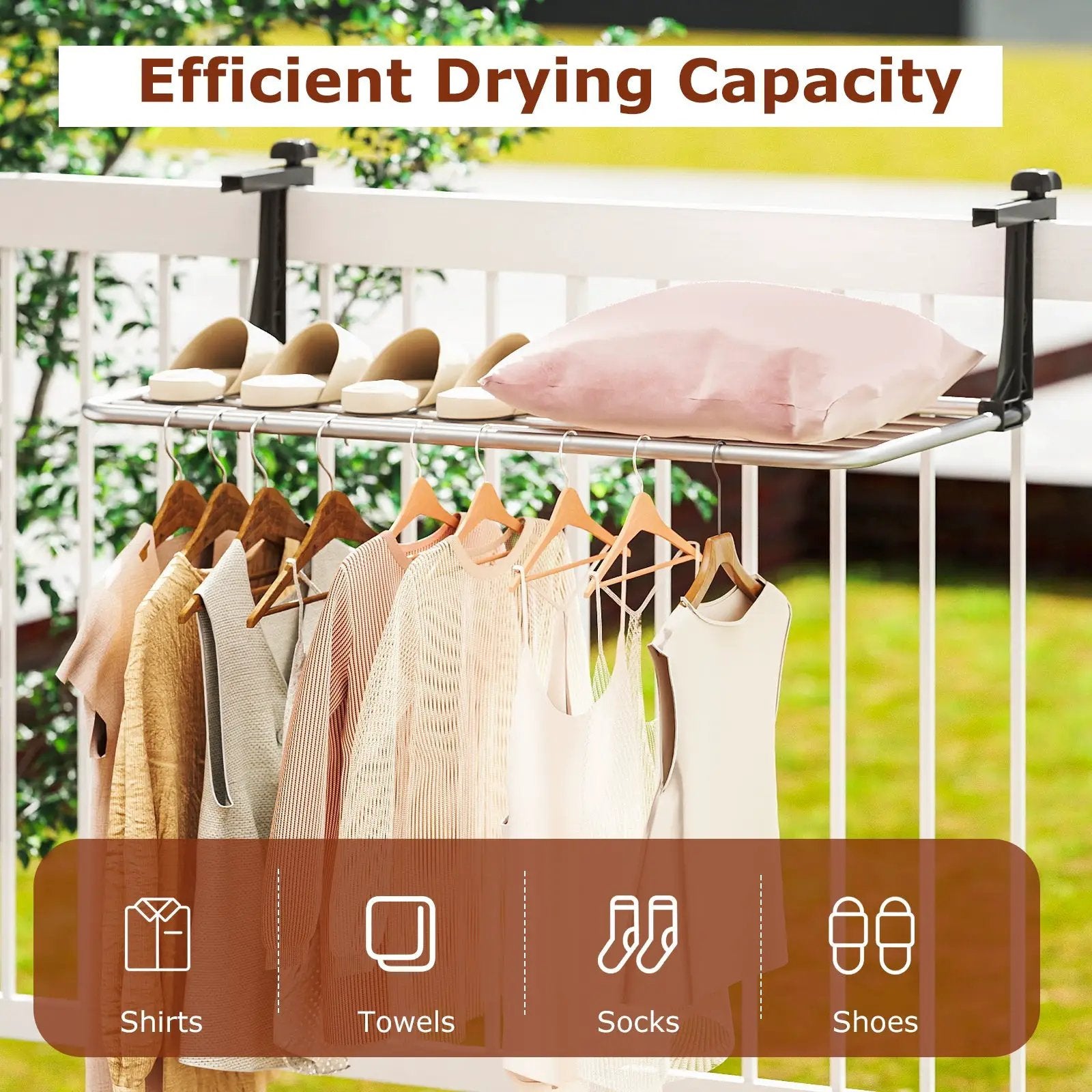 Portable Clothes Drying Rack Aluminum Towel Rack with Adjustable and Foldable Brackets by DirectDeals