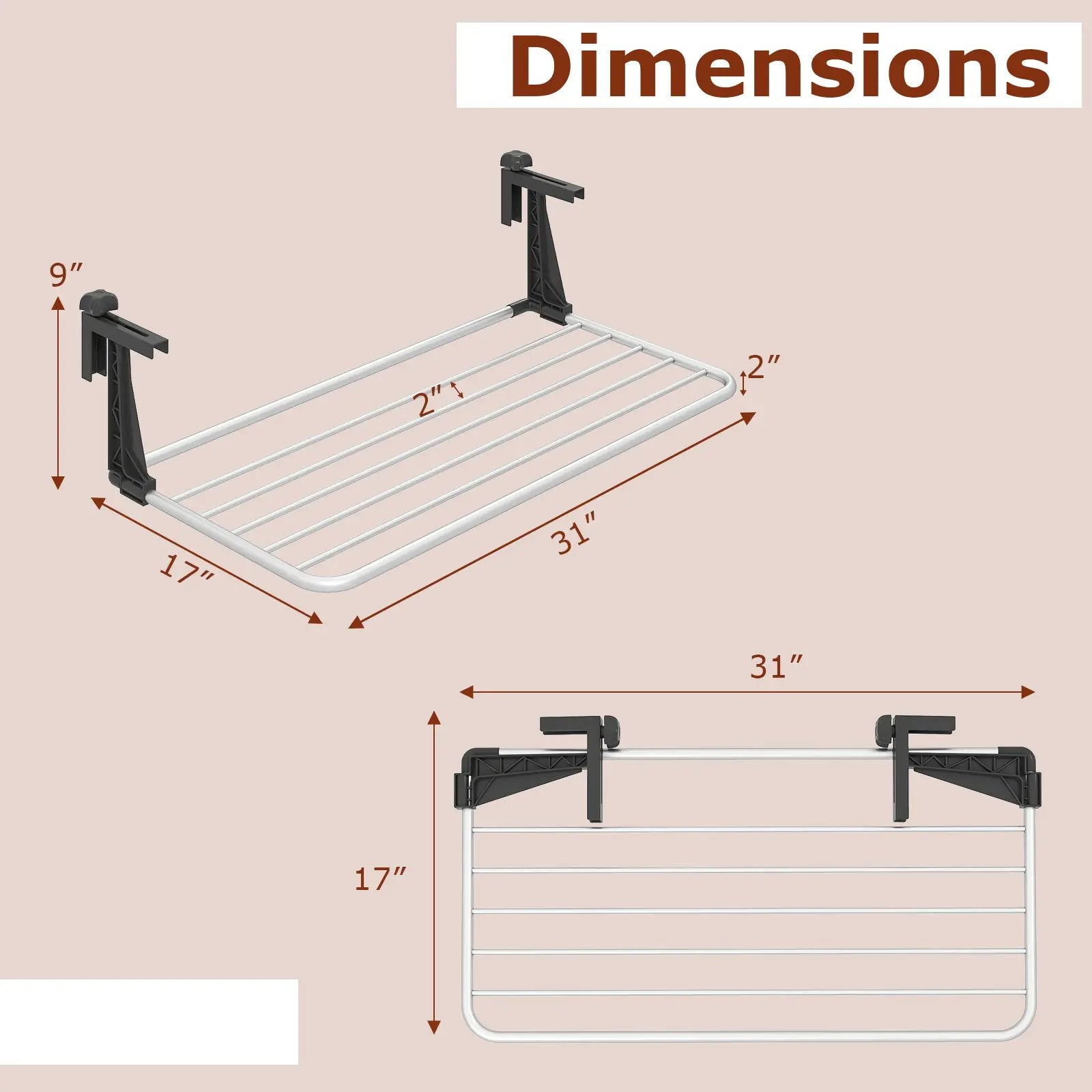 Portable Clothes Drying Rack Aluminum Towel Rack with Adjustable and Foldable Brackets by DirectDeals