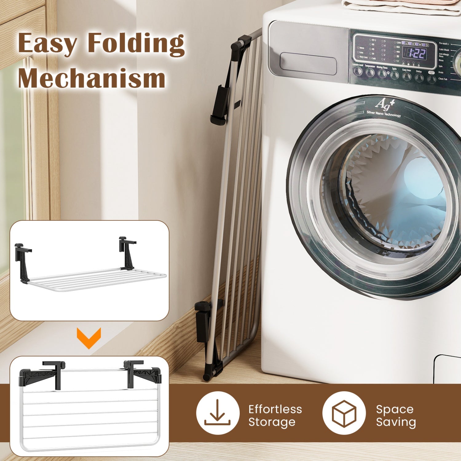 Portable Clothes Drying Rack Extendable Radiator Clothes Airer with Robust Aluminum Frame by DirectDeals