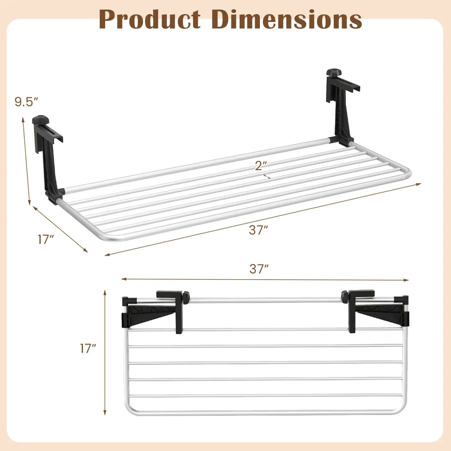 Portable Clothes Drying Rack Extendable Radiator Clothes Airer with Robust Aluminum Frame by DirectDeals