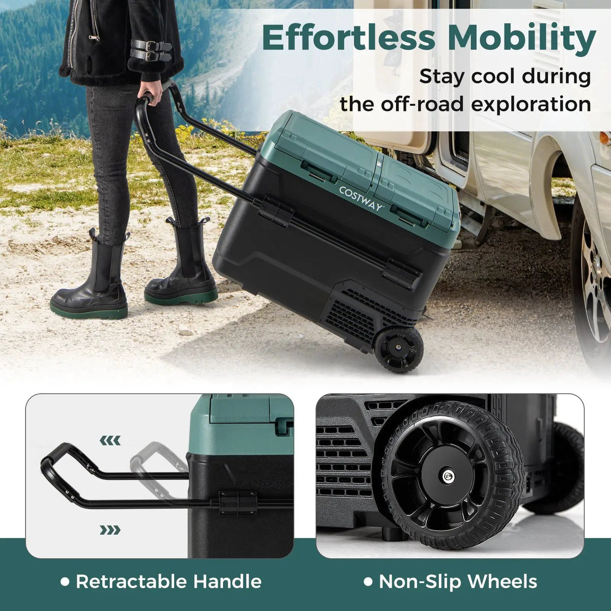64QT Portable Compressor Fridge Freezer for Vehicles Camping Travel Truck RV Boat by DirectDeals