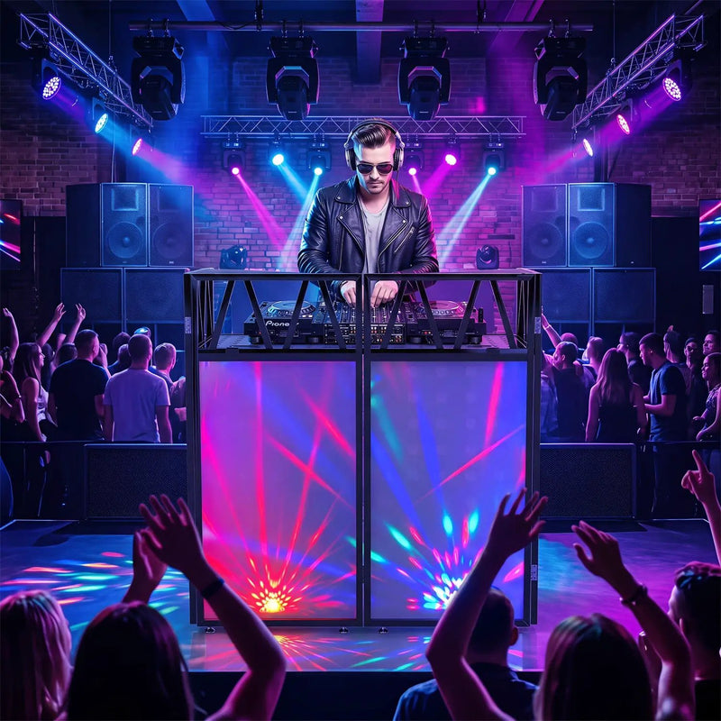 Portable DJ Booth with Black Scrims and Carrying Bag by DirectDeals