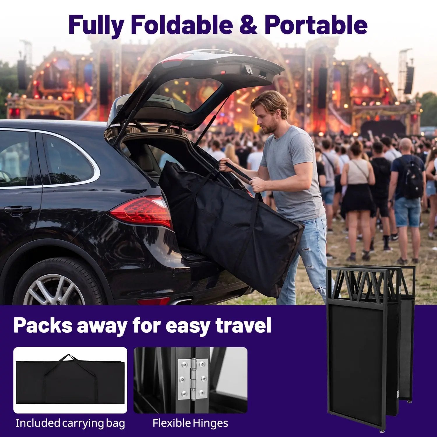 Portable DJ Booth with Black Scrims and Carrying Bag by DirectDeals