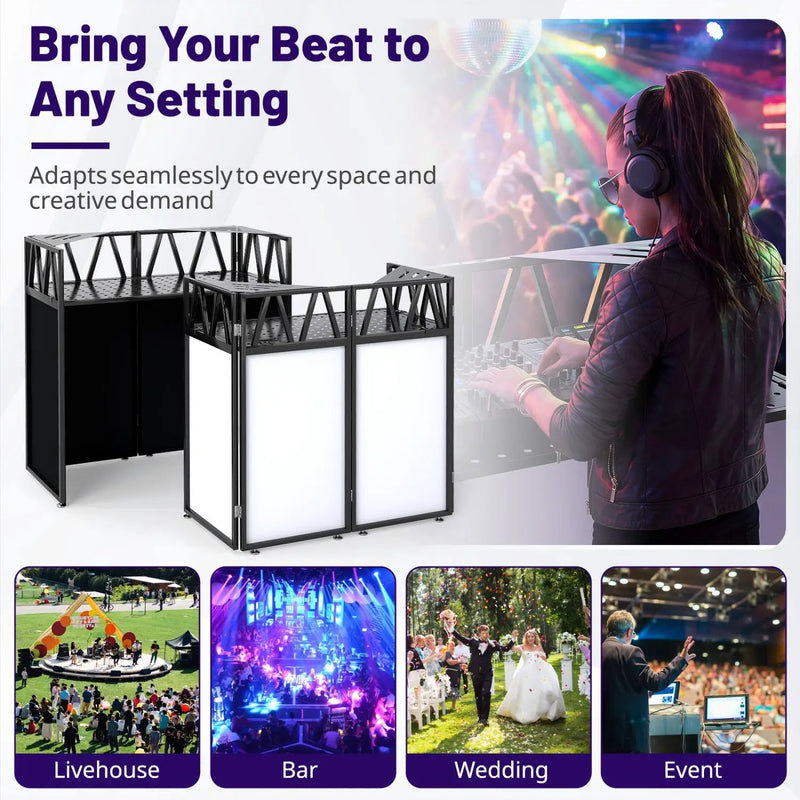Portable DJ Booth with Black Scrims and Carrying Bag by DirectDeals