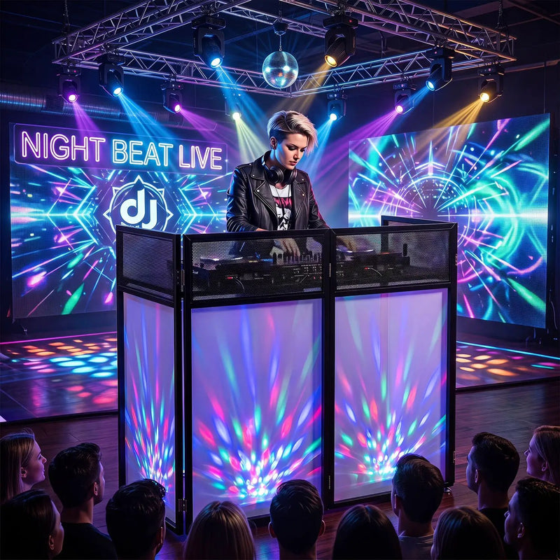 Portable DJ Booth with Adjustable Feet and Detachable Tabletop by DirectDeals