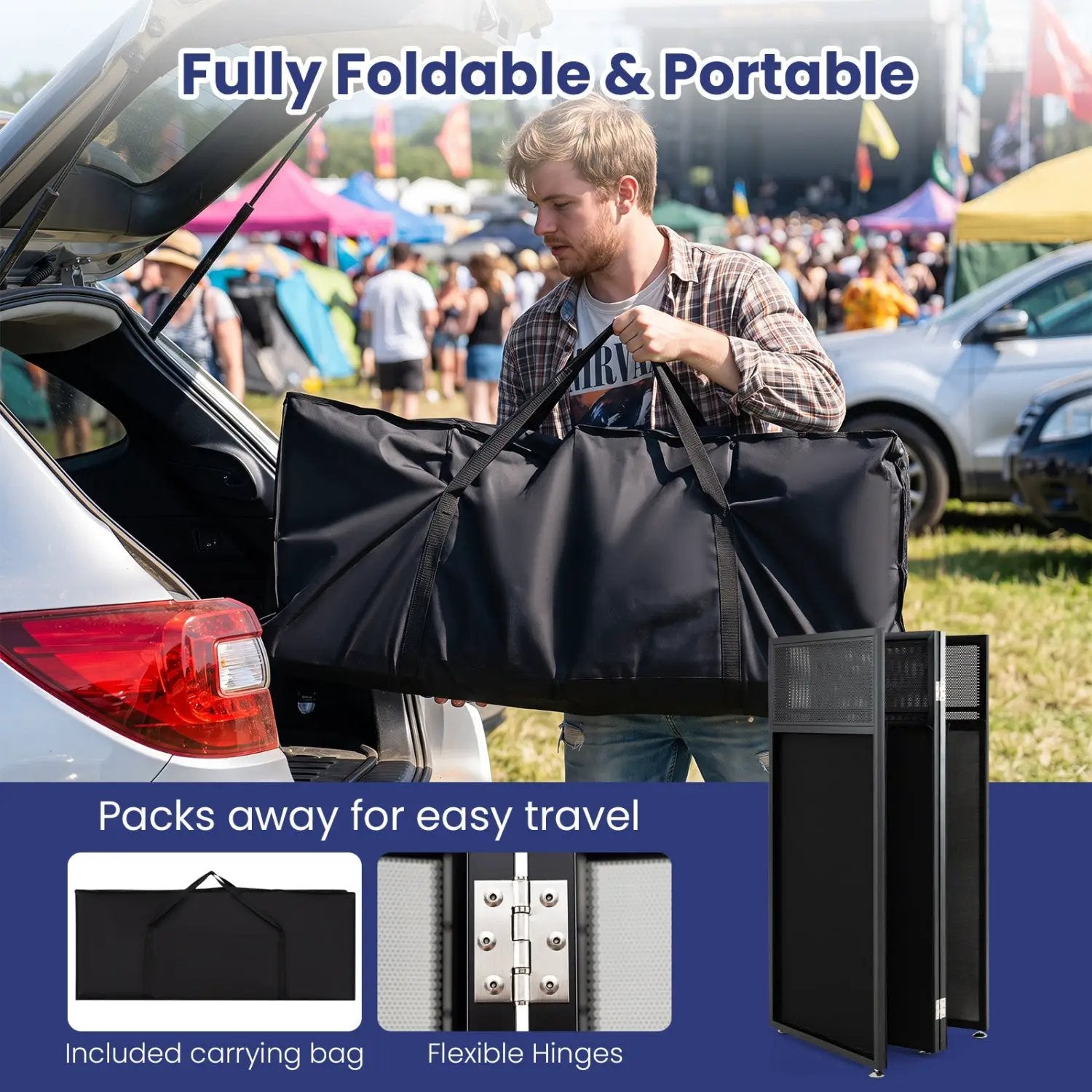 Portable DJ Booth with Adjustable Feet and Detachable Tabletop by DirectDeals