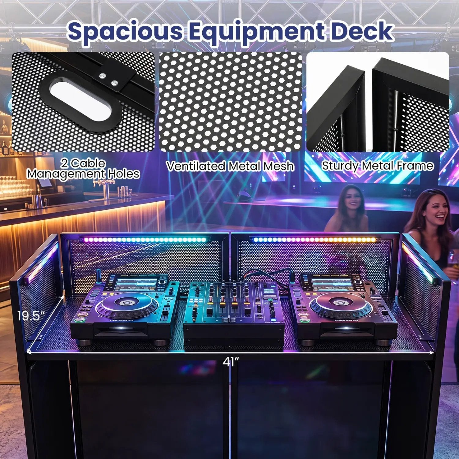 Portable DJ Booth with Adjustable Feet and Detachable Tabletop by DirectDeals