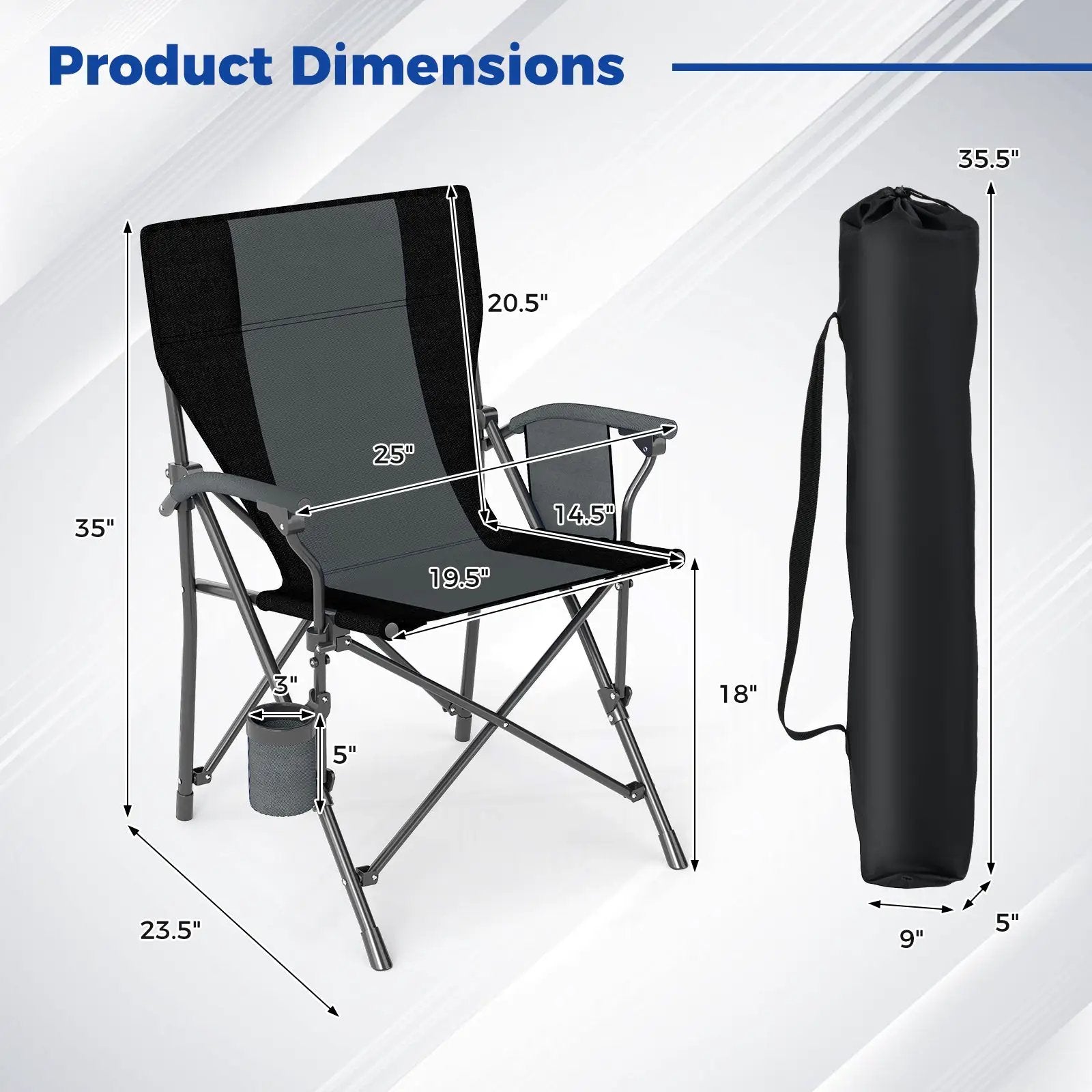 Portable Folding Oxford Cloth Camping Chair with Cup Holder and Side Pocket by DirectDeals