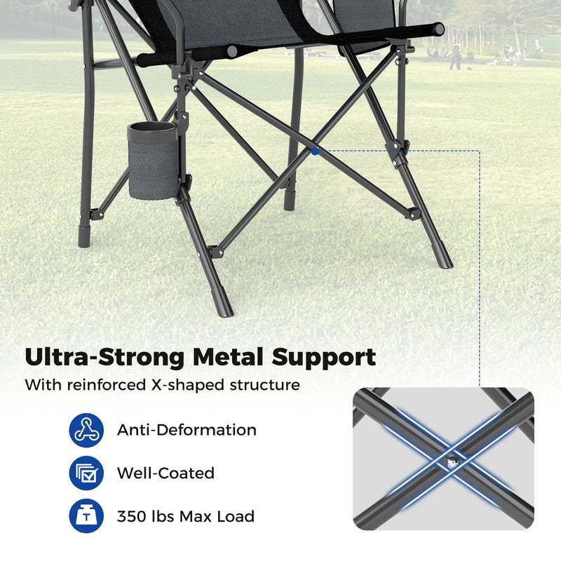 Portable Folding Oxford Cloth Camping Chair with Cup Holder and Side Pocket by DirectDeals