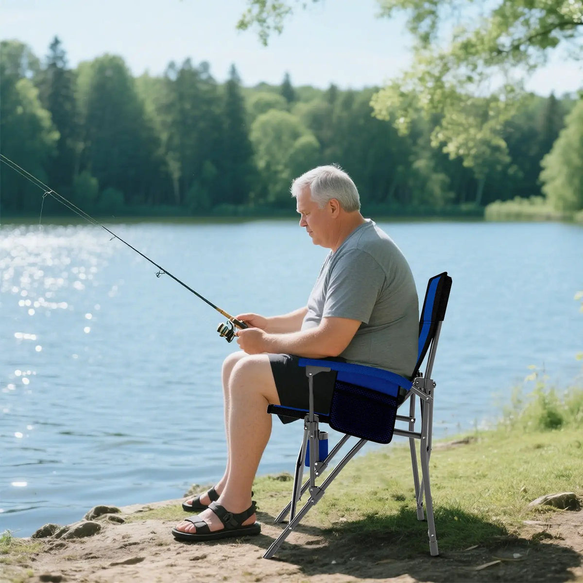 Portable Folding Oxford Cloth Camping Chair with Cup Holder and Side Pocket, photo 3 of 16