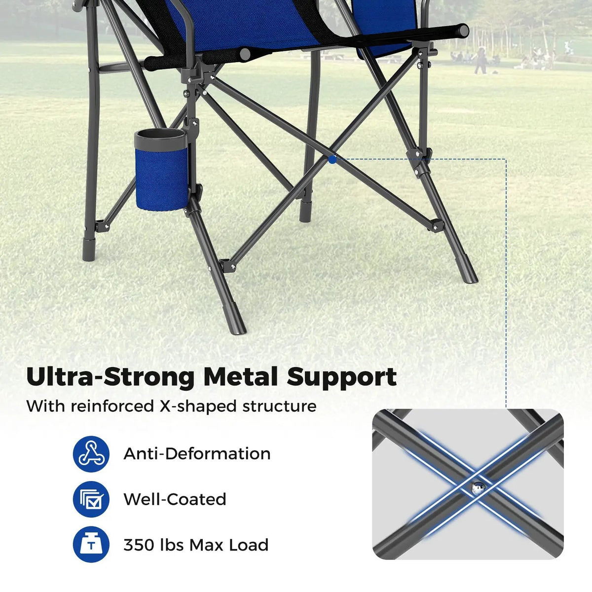 Portable Folding Oxford Cloth Camping Chair with Cup Holder and Side Pocket, photo 11 of 16