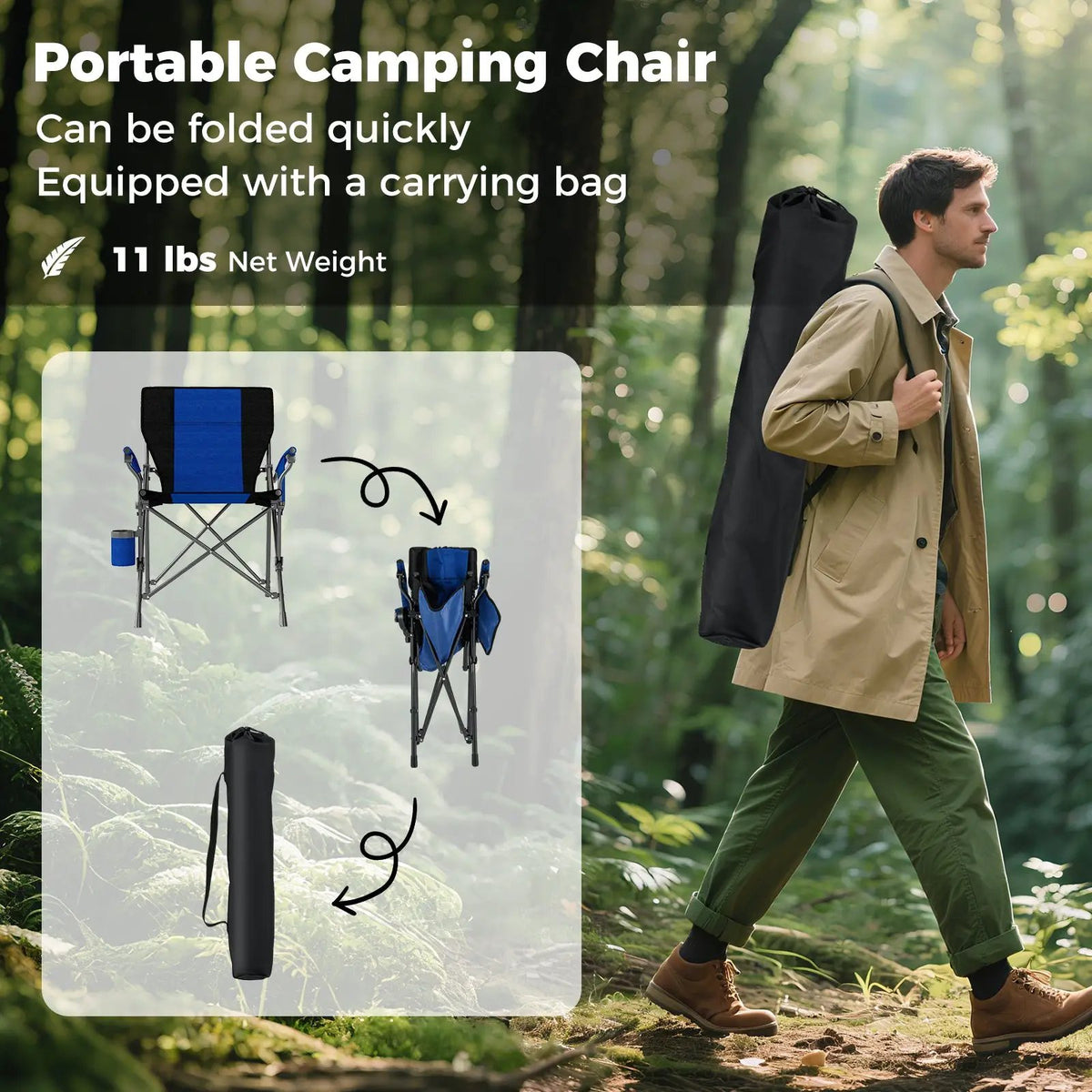 Portable Folding Oxford Cloth Camping Chair with Cup Holder and Side Pocket, photo 15 of 16