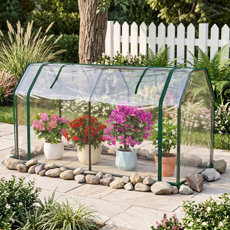 Portable Mini Greenhouse with PE Cover and Zippered Door by DirectDeals