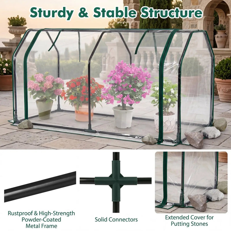 Portable Mini Greenhouse with PE Cover and Zippered Door by DirectDeals