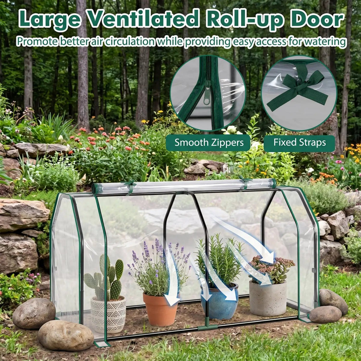 Portable Mini Greenhouse with PE Cover and Zippered Door, photo 7 of 16