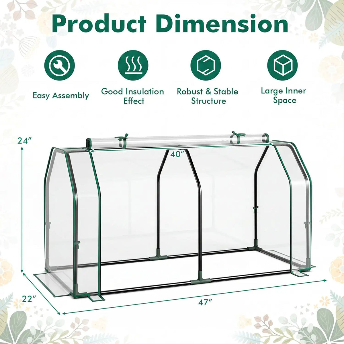 Portable Mini Greenhouse with PE Cover and Zippered Door, photo 4 of 16