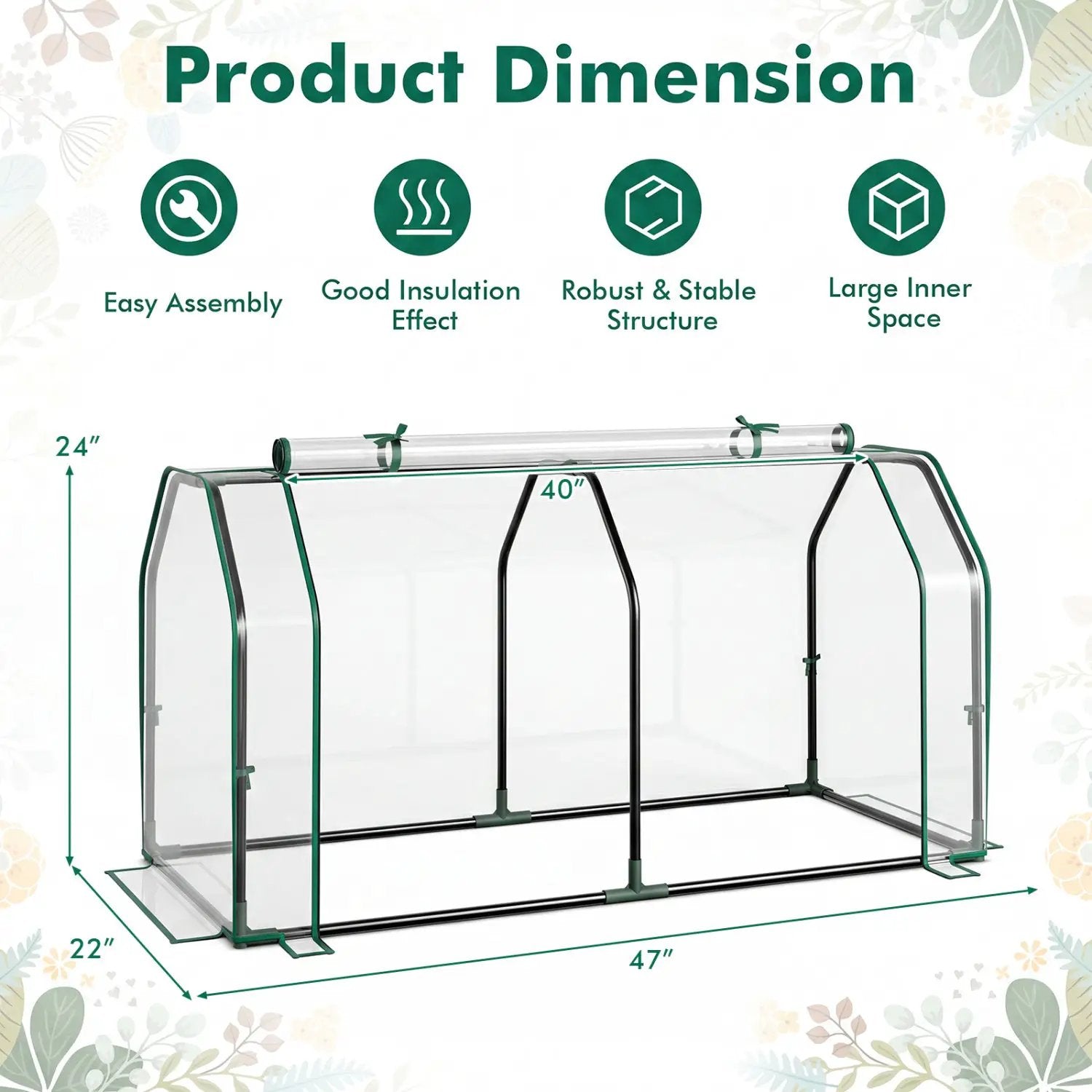 Portable Mini Greenhouse with PE Cover and Zippered Door by DirectDeals