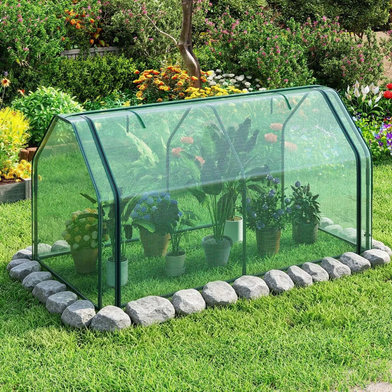 Portable Mini Greenhouse with PE Cover and Roll-Up Door by DirectDeals