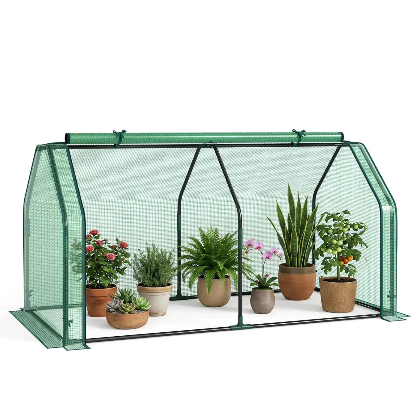 Portable Mini Greenhouse with PE Cover and Roll-Up Door by DirectDeals
