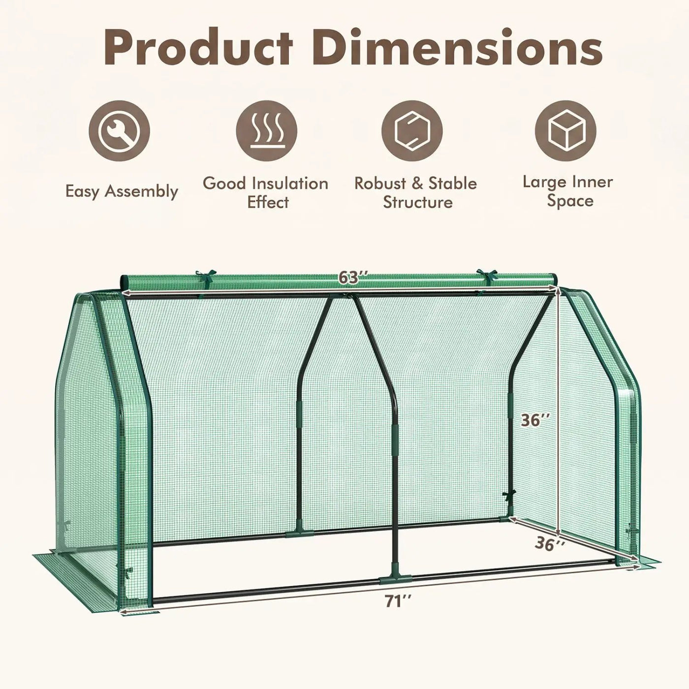 Portable Mini Greenhouse with PE Cover and Roll-Up Door by DirectDeals