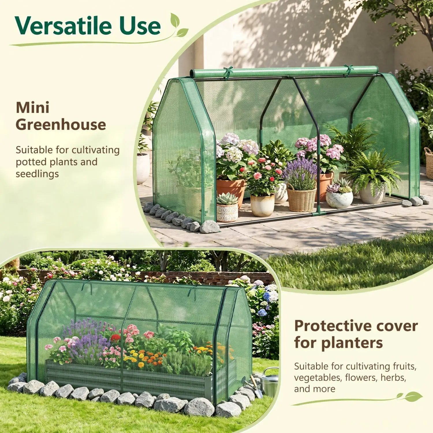 Portable Mini Greenhouse with PE Cover and Roll-Up Door by DirectDeals