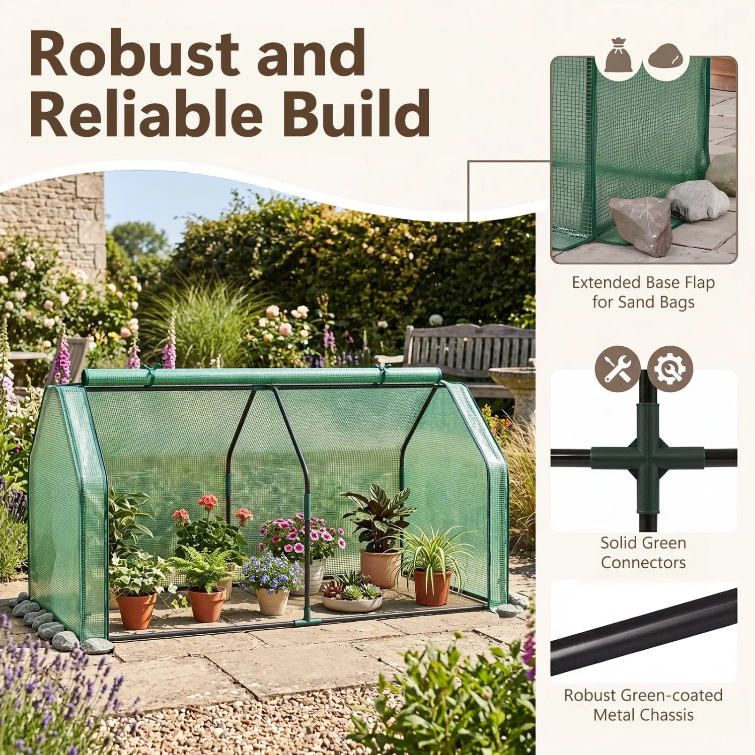 Portable Mini Greenhouse with PE Cover and Roll-Up Door by DirectDeals