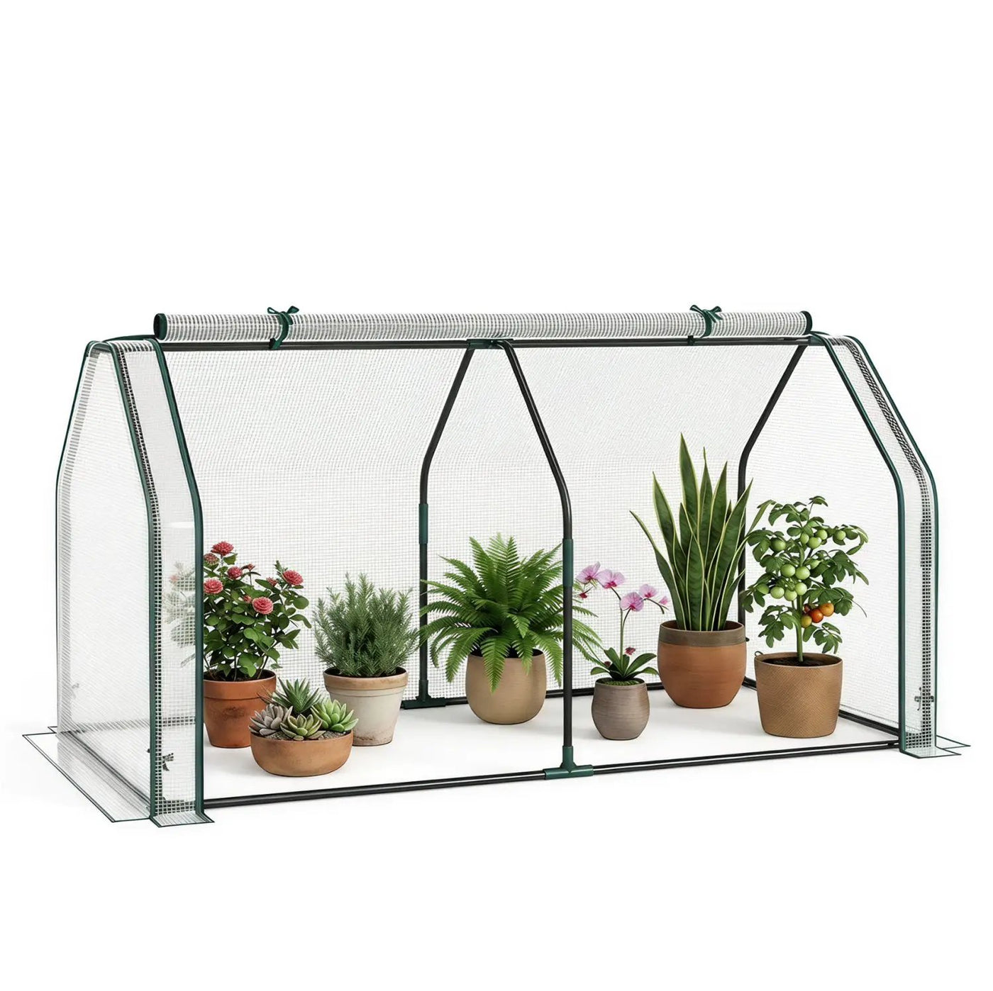 Portable Mini Greenhouse with PE Cover and Roll-Up Door by DirectDeals