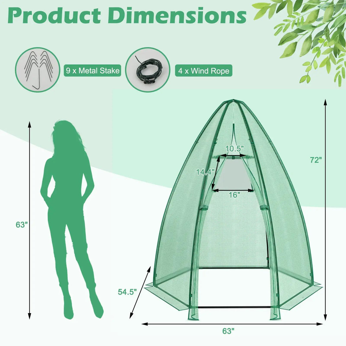 5.5 x 5.5 x 6 Feet Portable Mini Greenhouse with All-Weather PE Cover, photo 5 of 7