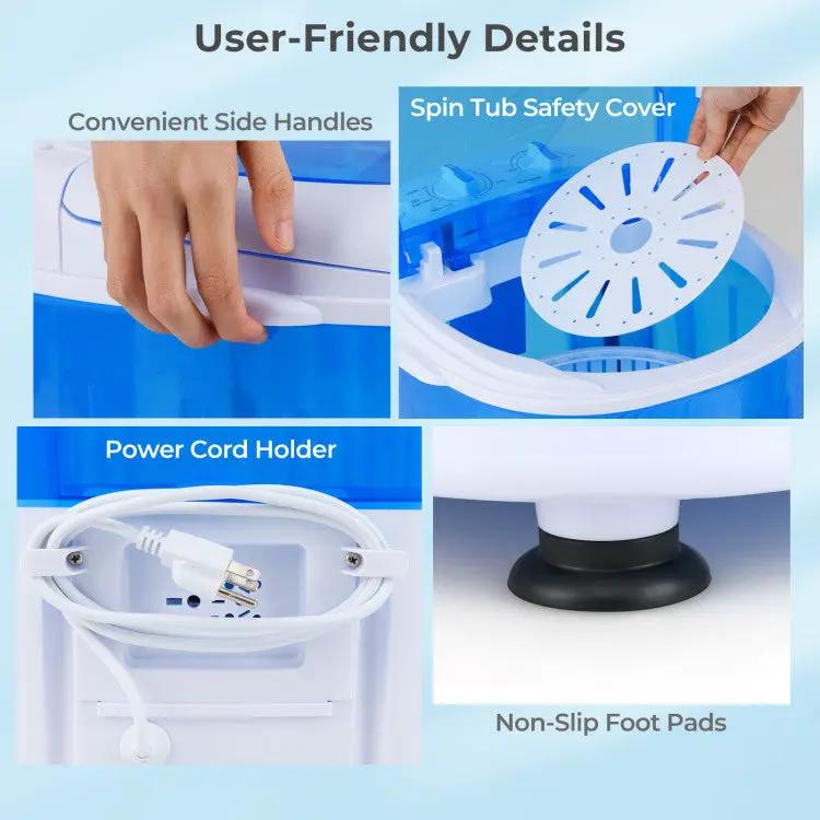 Portable Mini Semi-automatic Washing Machine with Spin Tub and Drain Hose 2.5 kg Capacity, photo 8 of 10