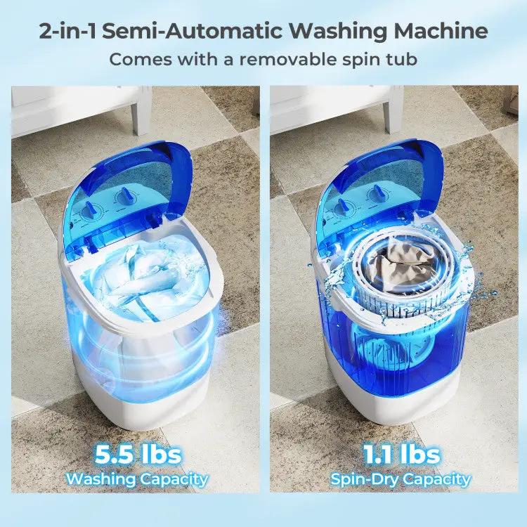 Portable Mini Semi-automatic Washing Machine with Spin Tub and Drain Hose 2.5 kg Capacity, photo 2 of 10