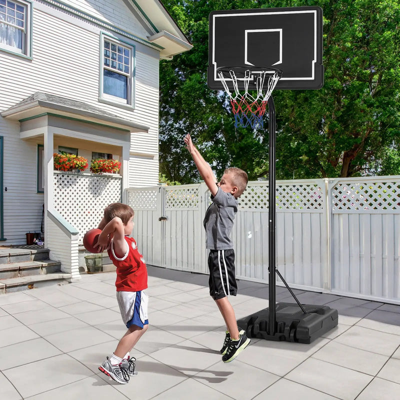 Portable Outdoor Basketball Hoop 6.9-8.5 FT Adjustable with Fillable Base Shatterproof PC Backboard by DirectDeals