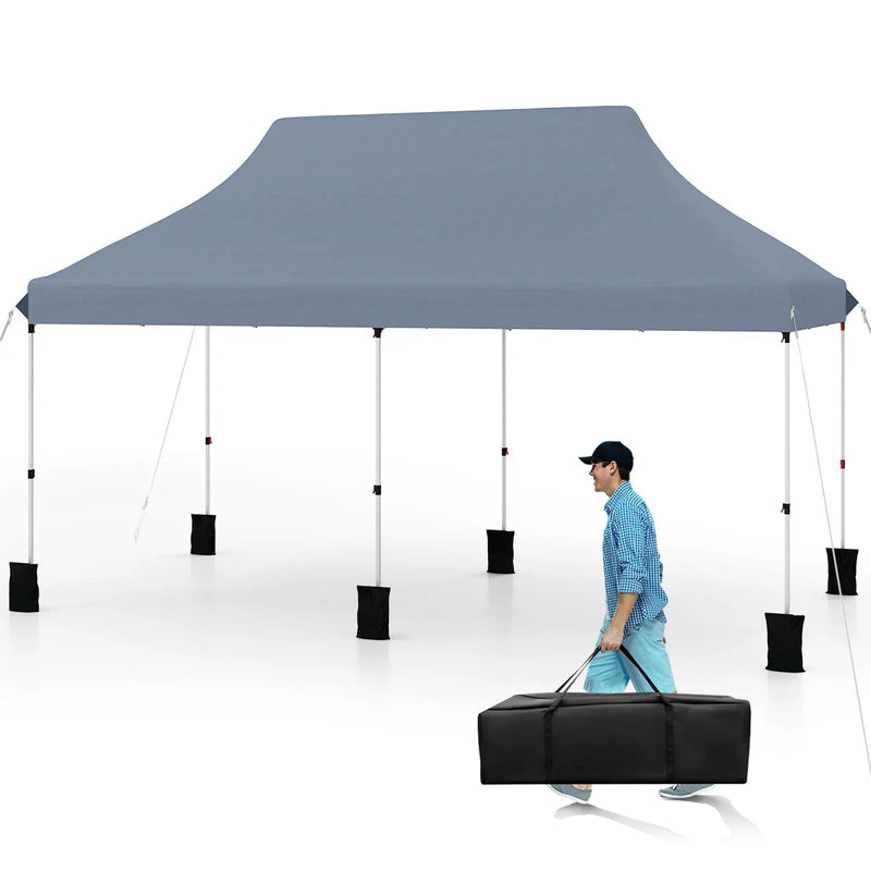 10 X 20 FT Pop up Canopy Tent Foldable Portable Outdoor Gazebo with Carry Bag-Blue by DirectDeals