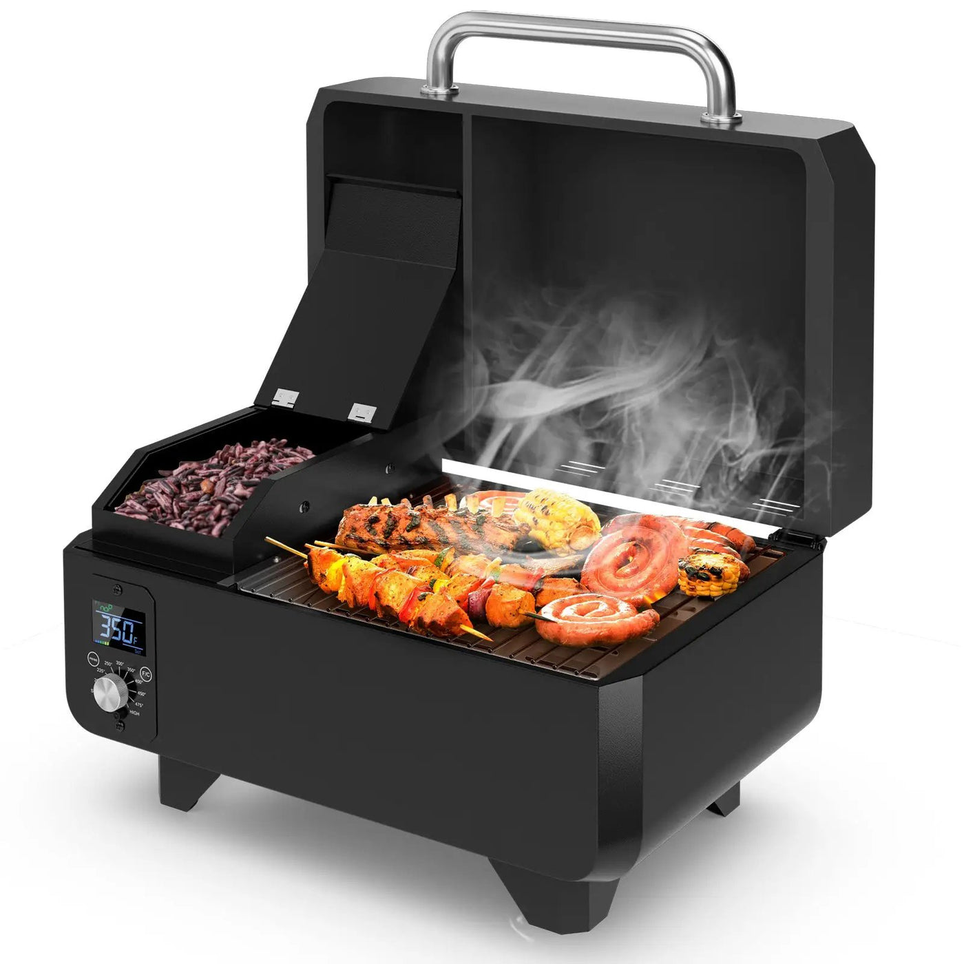 Outdoor Portable Tabletop Pellet Grill and Smoker with Digital Control System for BBQ by DirectDeals