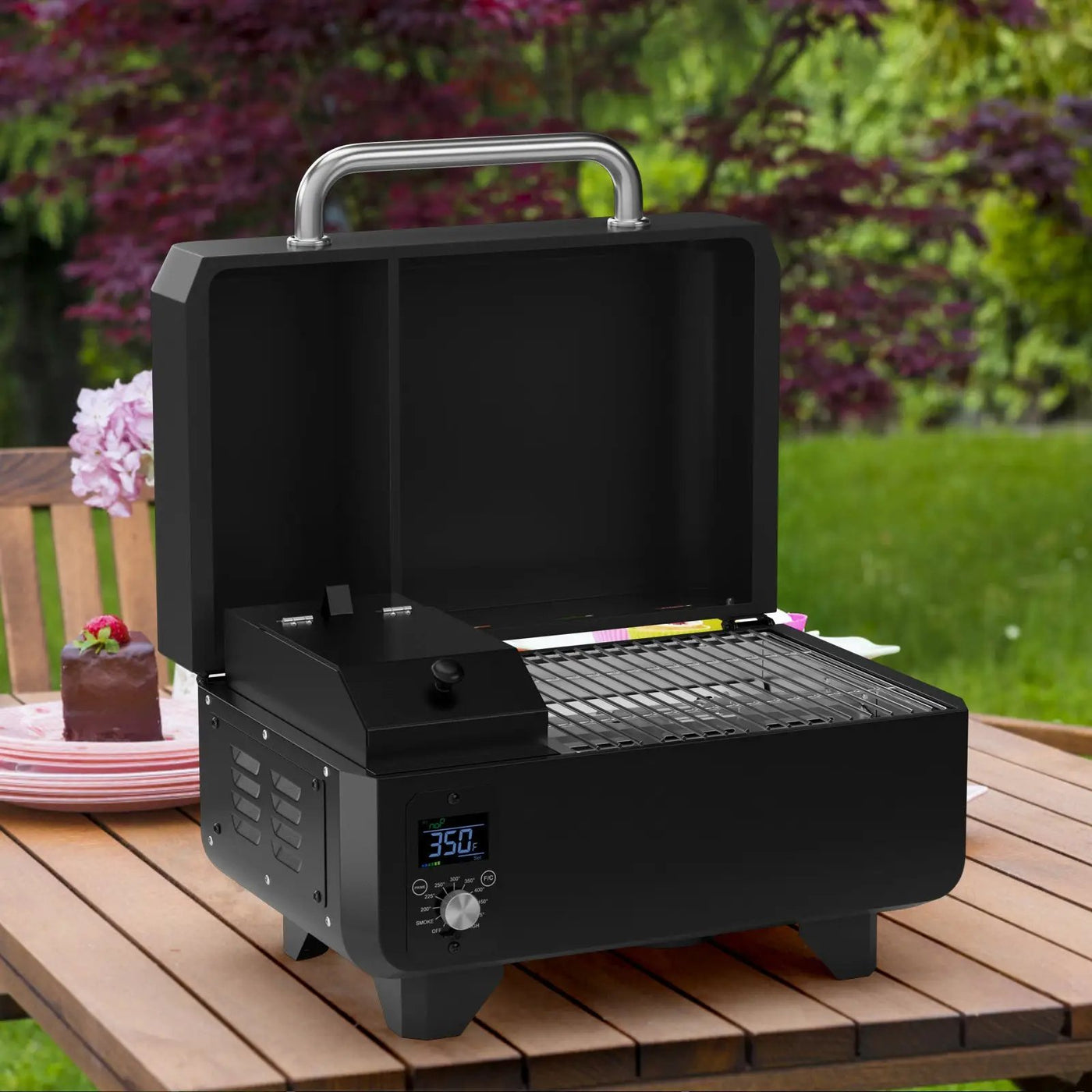 Outdoor Portable Tabletop Pellet Grill and Smoker with Digital Control System for BBQ by DirectDeals