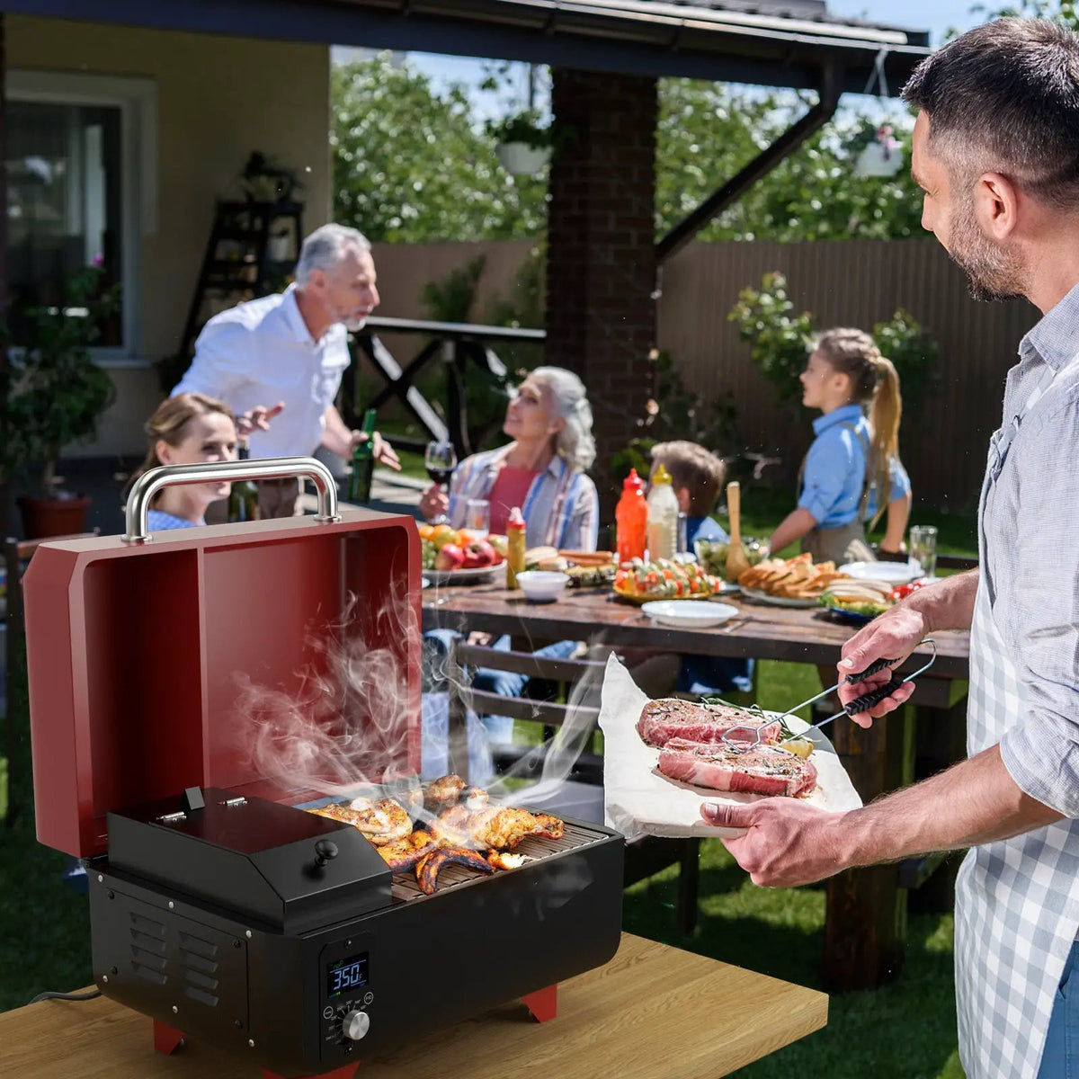 Outdoor Portable Tabletop Pellet Grill and Smoker with Digital Control System for BBQ by DirectDeals