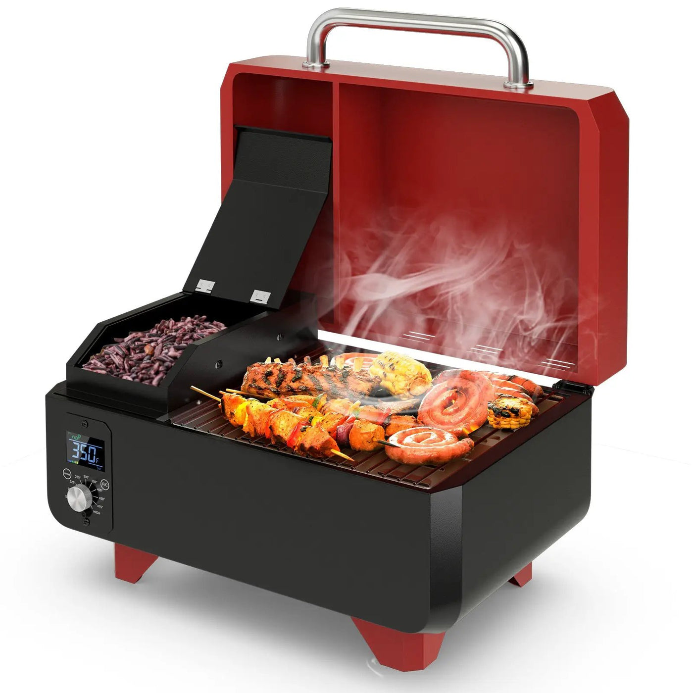 Outdoor Portable Tabletop Pellet Grill and Smoker with Digital Control System for BBQ by DirectDeals