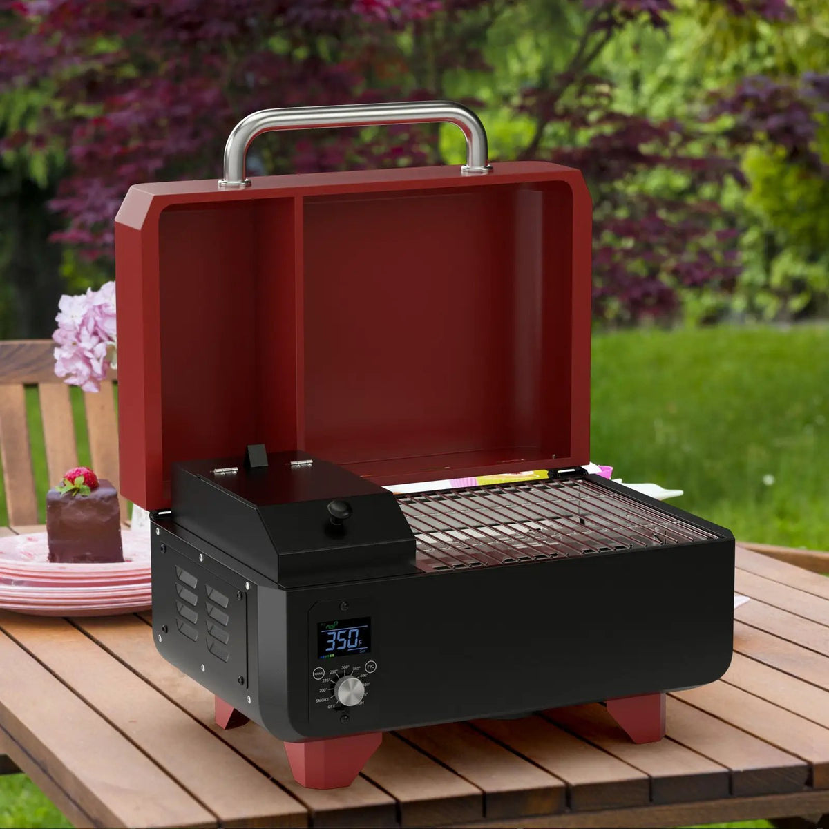 Outdoor Portable Tabletop Pellet Grill and Smoker with Digital Control System for BBQ by DirectDeals