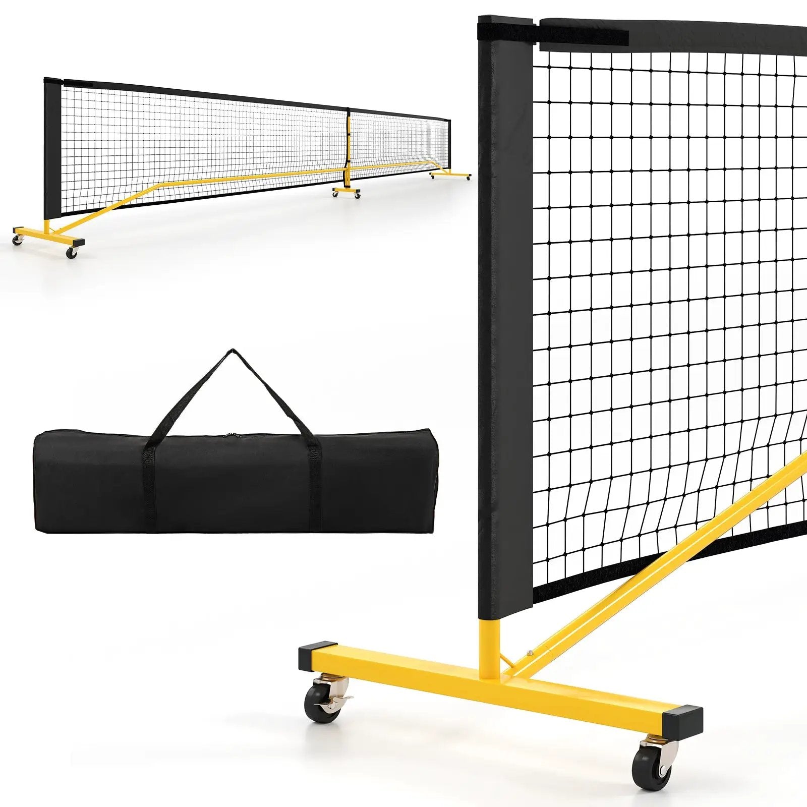 22 FT Portable Pickleball Net with 6 Lockable Wheels and Carry Bag by DirectDeals