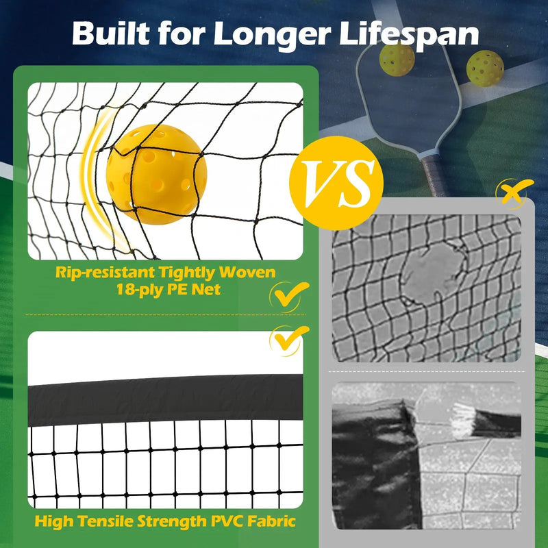 22 FT Portable Pickleball Net with 6 Lockable Wheels and Carry Bag by DirectDeals